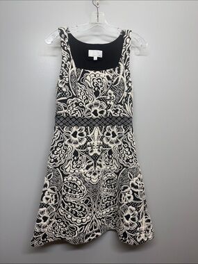 Anthropologie Black and Cream Floral Lace Midi Dress